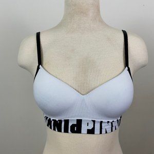 VS PINK White logo bra